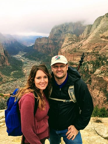 Enjoying the view on top of Angel's Landing at Zion National Park